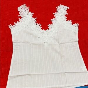 Elegant White Lace Trim Women's Top
